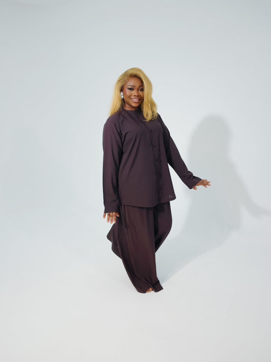 Coffee brown two piece trouser set